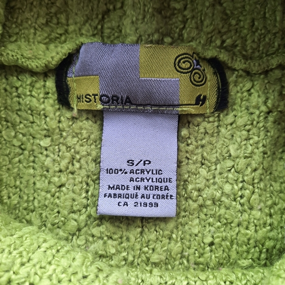 Historia Green Cowl Neck Sweater Size S Flared Sleeves - Picture 3 of 7
